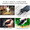 6-in-1 Survival Taktisches Klapptaschenmesser mit LED-Licht, Sicherheitsgurtschneider, Glasbrecher, Flaschenöffner; Multifunktions-Notfallwerkzeug