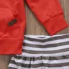 Новорожденный младенческий ребёнок девушка одежда для одежды полосы с капюшоном с капюшоном длинные рукава брюки одежда набор одежды G1023