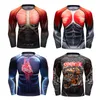 Men's T-Shirts Summer Sports T Shirt Muscle Printed Tshirt Fashion Men Running Fitness Long Sleeve Tight Breathable