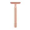 Rose Gold Double Edge Safety Razor مع 5 الفولاذ المقاوم للصدأ شفرات السلامة المزدوجة شفرات السلامة قريبة، الحلاقة الحلاقة نظيفة للرجال.