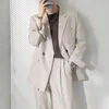 Kruvaze Blazer Erkekler Streetwear Vintage Casual Blazers Kore Moda Ofis Elbise Takım Elbise Ceket Blazer Erkek Coat Düğün