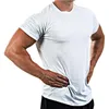 Мужской jogger тренировки тройник топы с коротким рукавом быстрый сухая сплошная футболка мужские спортзала фитнес бодибилдинг тощий футболки