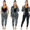 Big Letter Printed Track Suit Women Zipper Long Sleeve Coats Jacket Baggy Pants Trousers Casual 2 Pieces Outfits Lounge Wear Set 210525