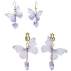 Mode och söta lila fjäril hängsmycke örhängen Populär emalj glass klipp på örhänge för kvinnor