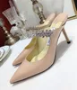 أنيقة Lady Bing Fashion Fashion Sandals أحذية عالية الكعب كعب الكاحل بلورات حلقات رينستون الزفاف مع حفلة للنساء حجم اليورو الكبير 35-43