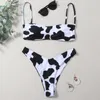 JyoJyo Sexy Cow Print Bikinis 2021 Mujer Bandeau Swimsuit Women High Cut Swimwear Female Bathing Suit Bathers Swim Summer Women's