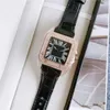 Relógios de marca de moda feminina menina estilo cristal quadrado alta qualidade pulseira de couro relógio de pulso CA57