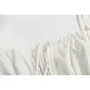 INSPIRED maxi abiti bianchi abito estivo in cotone con maniche a sbuffo spacco laterale busto legato abito vintage per donna nuovo vestito 210412