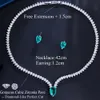 CWWZircons Elegant Big Light Green Water Drop CZ Crystal Necklace and Earrings Women Engagement Party Costume Jewelry Sets T560 H1022