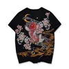 IEFB刺繍Tシャツ中国風ラウンドカラー半袖ティートップスファッション浮世絵パターン服9Y5856 210524