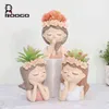 Roogo design little fairy girl flower pots succulent garden planters home decor 211130