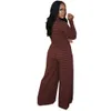 Klassisk Mode Kontrast Striped Tryckt Casual 2 Piece Outfits Kvinnor Sätter Långärmad Pullover Tunika Wide Leg Pants Office Suit 210525