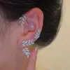 Moda rua espumante folha de cristal orelha clipe não piercing brinco para mulheres moda folhas borboleta cuff jóias presente