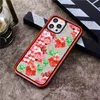 Luxury 3-Piece Suit Phone Cases Universal Earphone Protecto Watch Band för iPhone 15 14 13 Pro Max 12 11 XR X XSMAX Series Iwatch Strap Color Flower Women mobiltelefonomslag