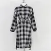 S XL Plus Size Spring Dress Girls Boho Party Plaid Kvinna Tappningskjorta Långärmad Kvinnor Es Robe Vestido 210423