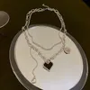 Vintage Multi Layered Carved Thick Chain Heart Pendant Necklaces Bohemian Punk Metal I love you Letter Round Collar Choker Necklace Fashion Sexy Women Jewelry