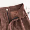 Höst Lazy Vintage Corduroy Casual Pants Kvinnors Vinter Koreanska Loose Drape Slim High Waist Wide Leg för Kvinnor 210420