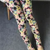 Kobiety Legginsy Legginsy Elastyczne Talii Skinny Slim Stretky Casual Cartoon Flower Spodnie Drukuj Legginsy 210417