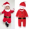 Meu primeiro Natal bebê macacão e chapéu traje de ano novo para bebês Papai Noel jumpsuit crianças crianças