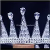 Klipp Barrettes Drop Leverans 2021 Gorgeous Sparkling Big Zircons Bride Hair Jewelry Accessories Crown Fashion Women Pageant Tiara Crowns G