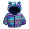 Dziewczyny Kapturem Kurtki Boże Narodzenie Kids Coats Baby Rainbow Ciepłe narty 1-5 lat Toddler Girl Outerwear 211204