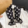 스카프 2021 실크 롱 스카프 여성 럭셔리 Neckerchief 여름 머리띠 여성 헤어 스카프 도트 스카프 Hairband Neck For Ladies