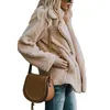 女性のジャケットilia厚さの暖かい女性冬のジャケット長袖ソリッドルーズコート5xlプラスサイズダブルブレストファックスファーカオケタ