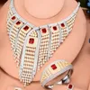 Necklace Earrings Set & Soramoore Bohemia Italy Luxury 4PCS Bangle Ring Jewelry For Women Bridal Wedding Superstar Party Stre22