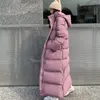 Manteau en duvet de coton rembourré pour femme, parka ample à capuche, longue veste d'hiver, vêtements chauds surdimensionnés, vêtements d'extérieur