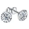 CZ Stud Boucles d'oreilles en argent sterling 925 plaqué platine ronde zircon cubique boucle d'oreille hypoallergénique 4mm 5mm 6mm 7mm BSE166