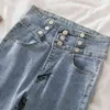 Herbst Mode Hohe Taille Jeans Frauen Vintage Blue Denim Hosen Stretch Bleistift Dünne Pantalon 11724 210512