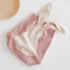 Spring Autumn Baby Boys Girls Rompers Clothes Bodysuit Rabbit's Ears Knit Infant Vest Triangle 210429