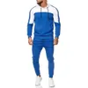 Men Tracksuit Jogging Suit Color-blocking Hoodies Set Man Fleece Hoodies and Pants Male Work Out Clothes Jogger Set Gym Clothing Y0831