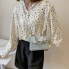 Kvällspåse kvinnor handväska elegant axel messenger bärbar väska tjej pu pearl crossbody rhombus liten torg