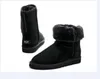 Snowboots Designer Dames Winter Schoenen Lederen Knielen Enkel Zwart Grijze Schoen Mens Dames Boot Girl Mode Winterschoenen WS