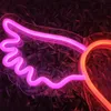 Rosa lila geflügeltes rotes Herz-Schild für Bar, KTV, Webcast, Hintergrund, Wanddekoration, LED-Neonlicht, 12 V, superhell