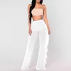 Mesh Sexy Beach Wear Voir à travers Bikini Fond Blanc Couvre-ups Femmes 2020 Long Long High Taille Pantalon Été Maillot de bain XL