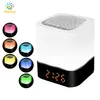 Haut-parleur Bluetooth avec LED colorées Capteur tactile à intensité variable Veilleuses Lampe USB Rechargeable Lecteur MP3 Réveil Radio FM Carte TF