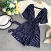 Polka Dot Sexy Summer Women Beach Style Backless Body Bow Fashion Tuta Ladys con cintura 210512