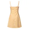 Żółty kwiatowy druk krótka sukienka kobiety lato boho casual eleganckie damskie mini vestidos 210427