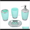 Aessory Set Home Garden4 Teile/satz Kunststoff Badezimmer Suite Scrub Langlebig Zahnbürstenhalter Seifenschale Becherspender Flasche Bad Aessories House