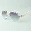 Exquisite classic sunglasses 3524027 with natural white buffalo horn temples and cut lens glasses, size: 18-140 mm