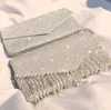 Pochette vintage Busta con diamanti argento Borsa da donna da sera per matrimonio Borsa a tracolla con nappa a catena