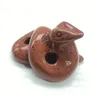 Dekorativa Objekt Figuriner Naturlig Röd Jasper Crystal Craft Snake Healing Stone Figurine Reiki Mini Konstgåva Heminredning