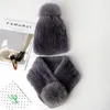 Beanie/Skull Caps Ladies Fur Hat Winter Natural Rex Scarf Two-Piece Warm Beanies Davi22