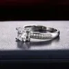 Trouwringen Luxe Topkwaliteit Zilver Kleur Geplateerd Ronde Zirkoon Bridal Modern Design Elegante verlovingsring voor vrouwen sieraden