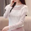 Women tops and blouses sexy hollow Lace blouse shirt dames blouse zomer long sleeve ruffles lace women shirts 2624 50 210417