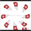 Mini Stocking Snow Design Xmas Cute Home Dekoracje Skarpetki Boże Narodzenie Prezenty Spoons Forks Torba BZPQN QYMEO