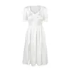 Sexy Puff Sleeve Split Dress Summer Silk Satin White Ruffle es Women Korean Elegant Chiffon Fairy es robe 13348 210506