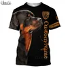 Hx vacker rottweiler jakt 3d print män kvinnor mode t-tröjor hajuku kläder överdimensionerade tee shirts drop 210706